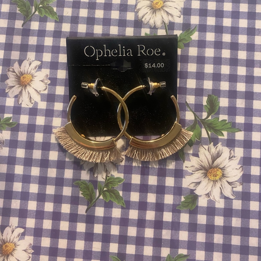 NWT Gold and Cream Hoop Earrings